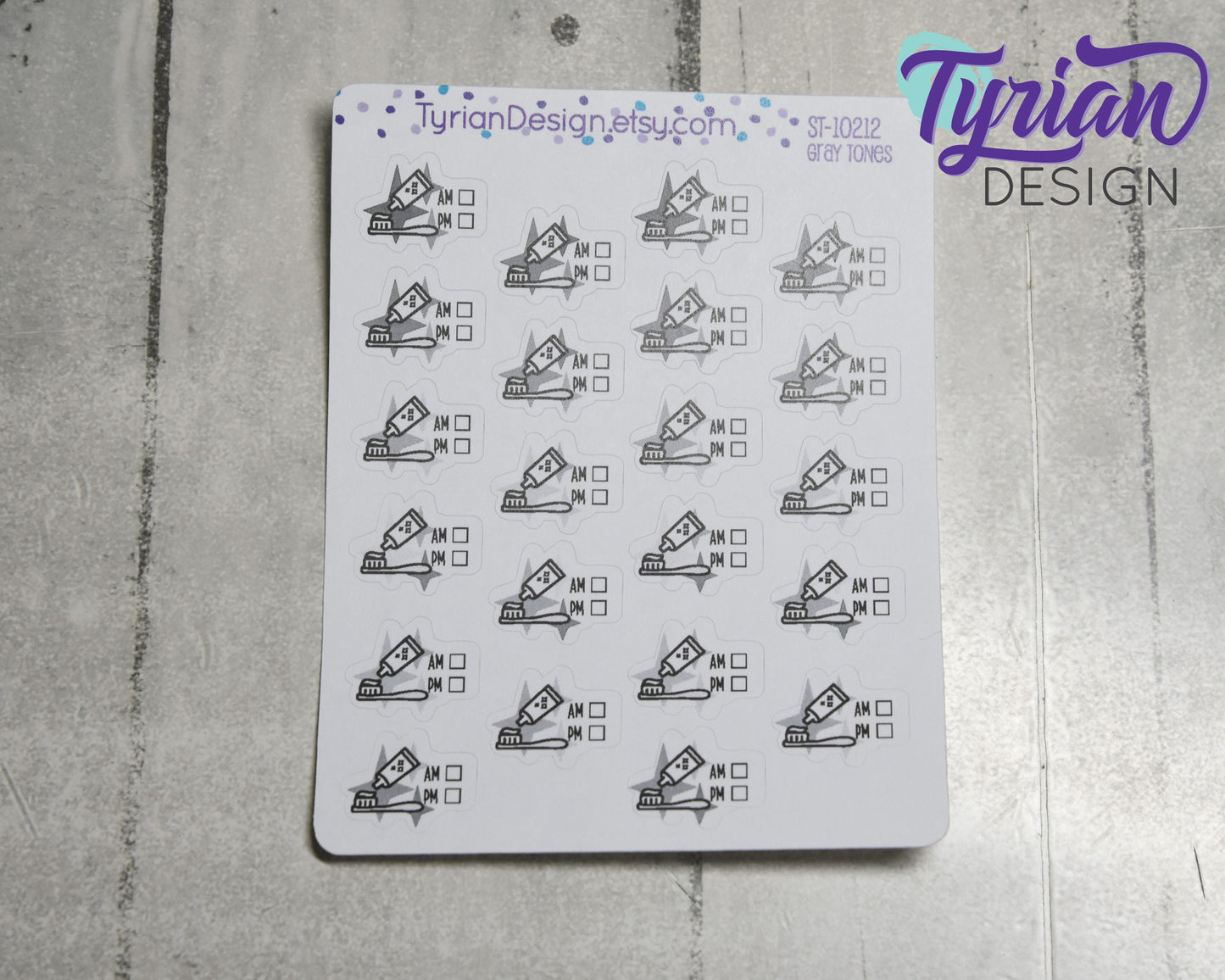 AM PM Tooth brushing Stickers. | 22 Stickers | .75 x .6" each.