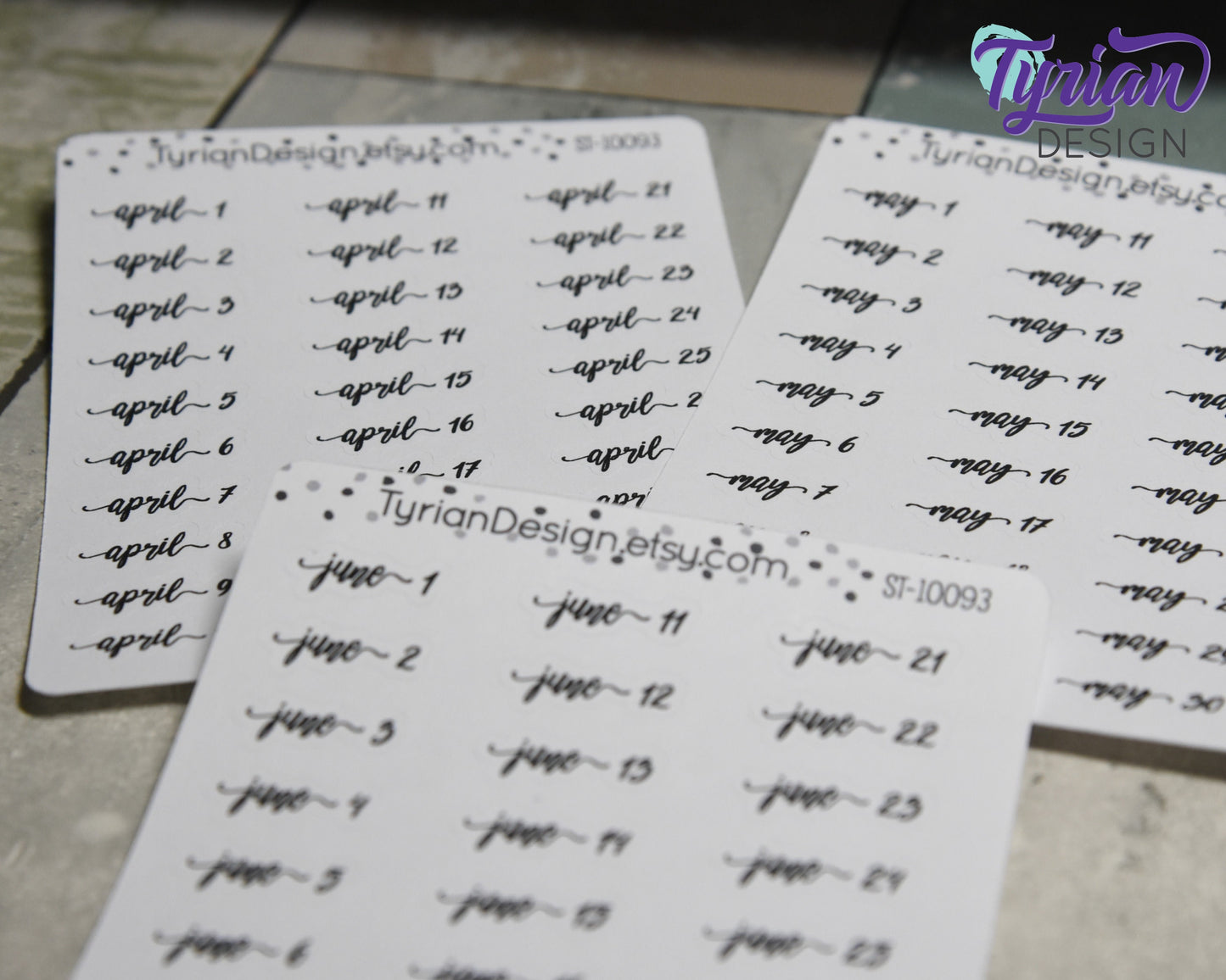 Monthly Days Stickers | Gigi Font | All Year Available