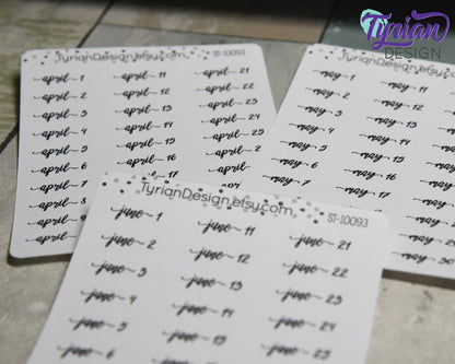 Monthly Days Stickers | Gigi Font | All Year Available