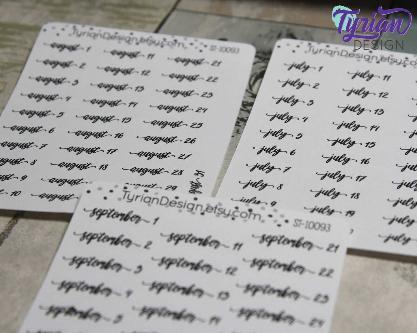 Monthly Days Stickers | Gigi Font | All Year Available