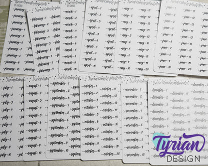 Monthly Days Stickers | Gigi Font | All Year Available