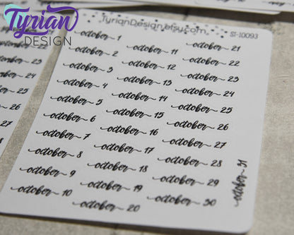 Monthly Days Stickers | Gigi Font | All Year Available