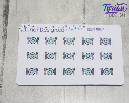 Meal Stickers | Tiny Meal stickers on mini sheet | Great for pocket planning | Meal Planing icon sticker | Date Night | White or Clear Matte