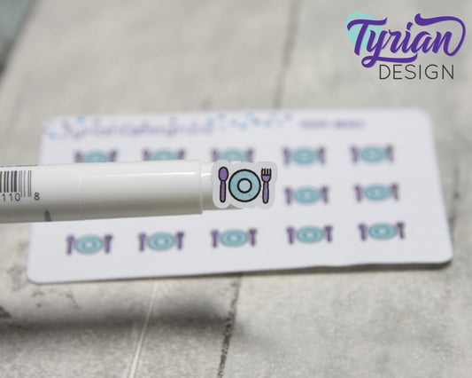 Meal Stickers | Tiny Meal stickers on mini sheet | Great for pocket planning | Meal Planing icon sticker | Date Night | White or Clear Matte