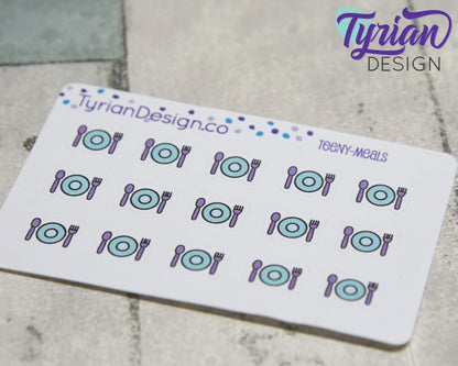 Meal Stickers | Tiny Meal stickers on mini sheet | Great for pocket planning | Meal Planing icon sticker | Date Night | White or Clear Matte