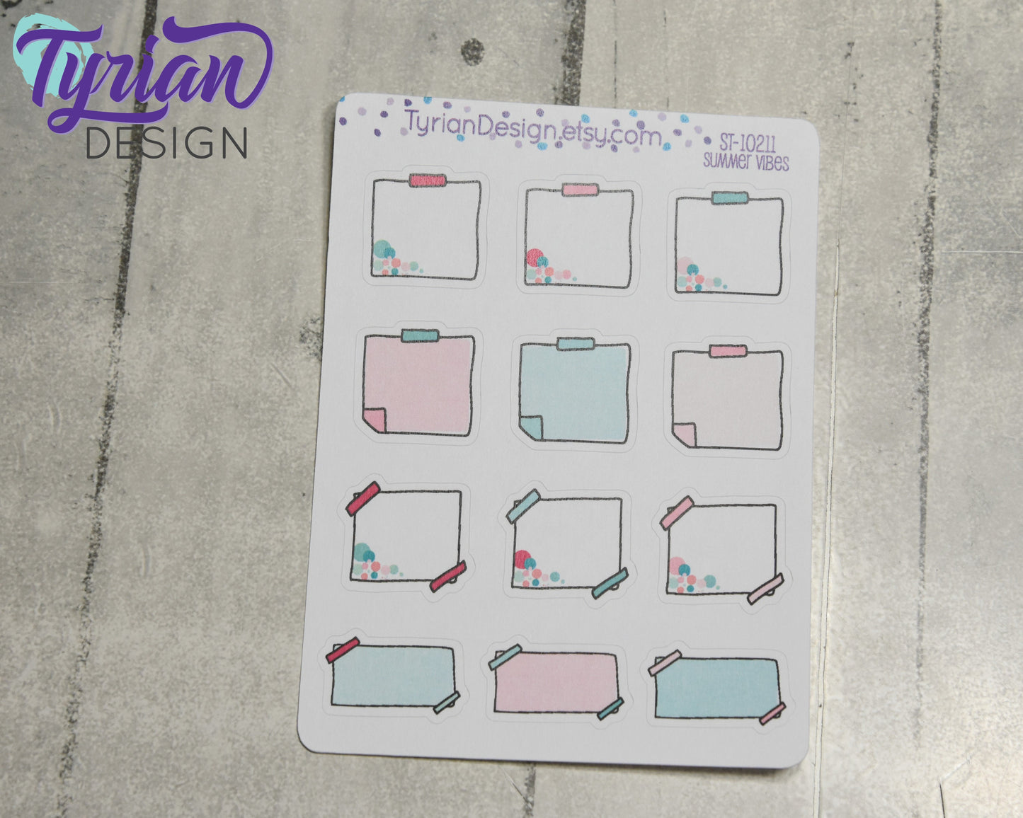 Sticky Note Stickers | 12 Stickers | Various Colors