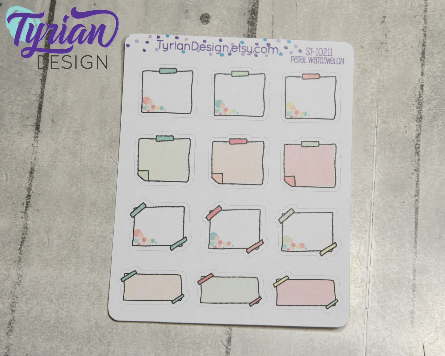 Sticky Note Stickers | 12 Stickers | Various Colors