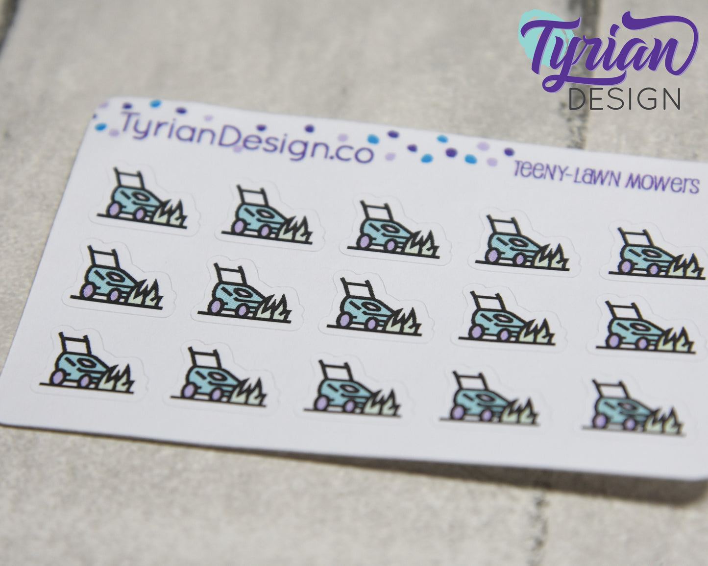 Lawn Mowing Icon Stickers |Tiny Lawn Mower on a mini sheet| Lawn Maintenance | Icon Sticker | pocket planning | White or Clear Matte