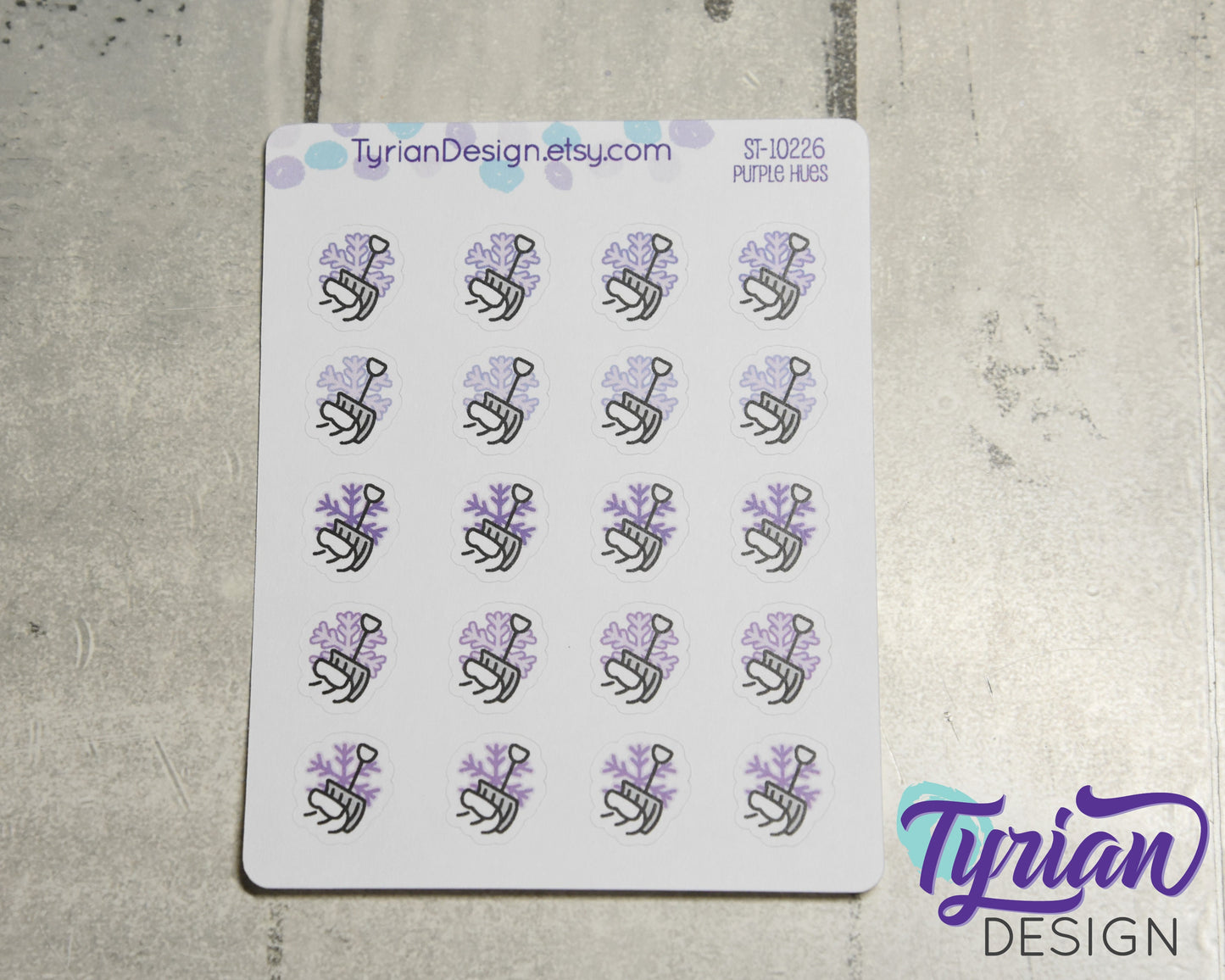 Snow shovel Icon Stickers | 20 Stickers |  .6 x .6" each.