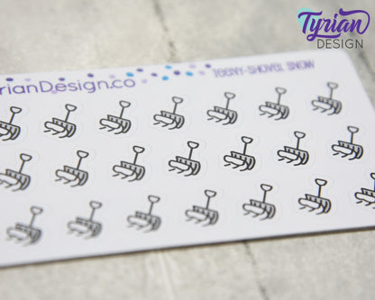 Snow Shoveling Icon Stickers |Tiny Snow Shovel on a mini sheet| Snow Removal | Icon Sticker | pocket planning | White or Clear Matte