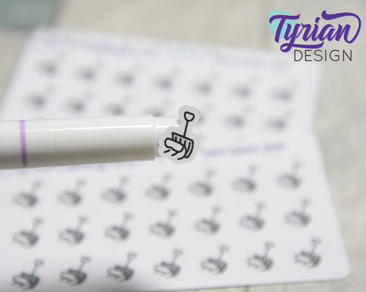 Snow Shoveling Icon Stickers |Tiny Snow Shovel on a mini sheet| Snow Removal | Icon Sticker | pocket planning | White or Clear Matte