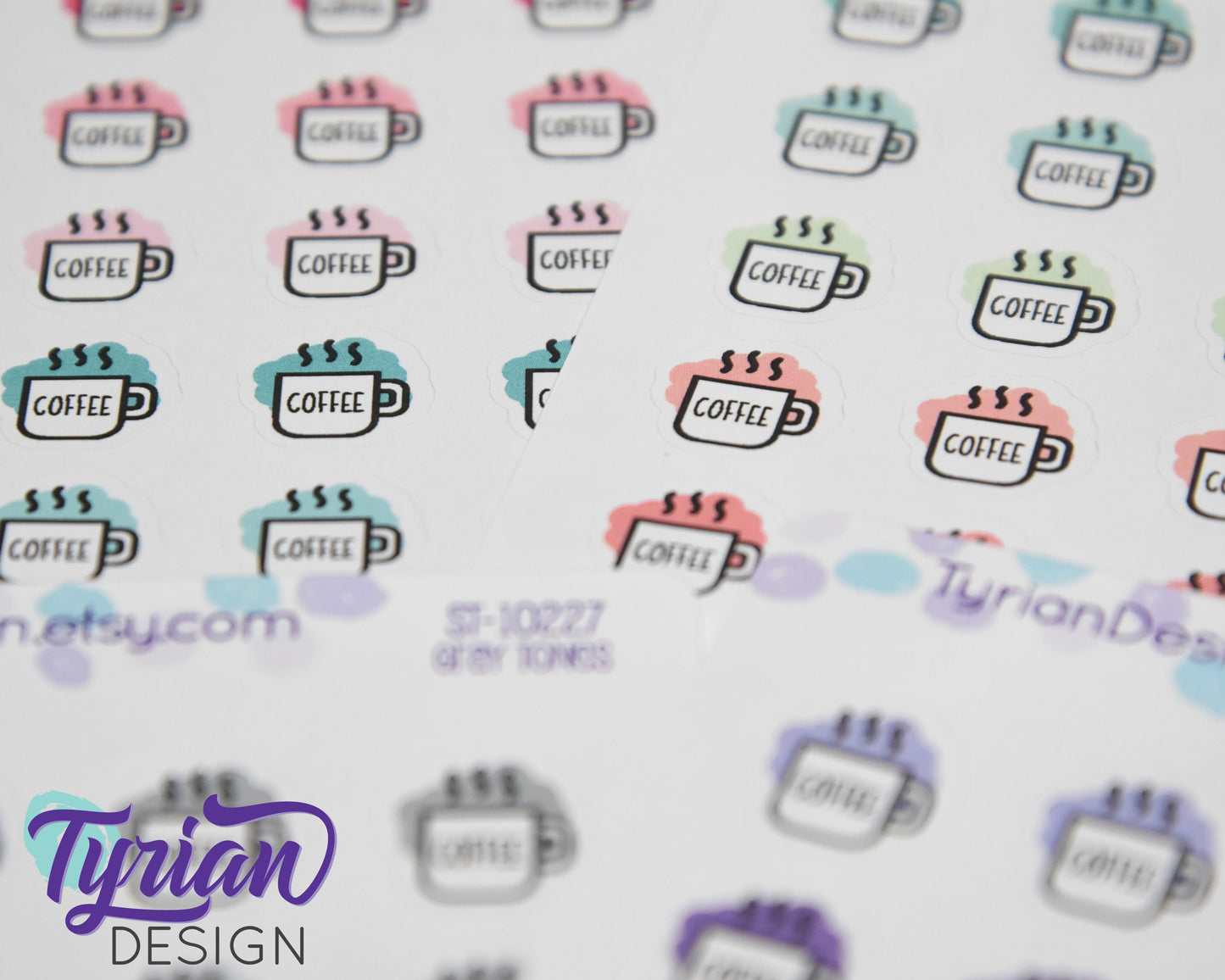 Coffee Icon Stickers |  20 Stickers | .6 x .6" each.