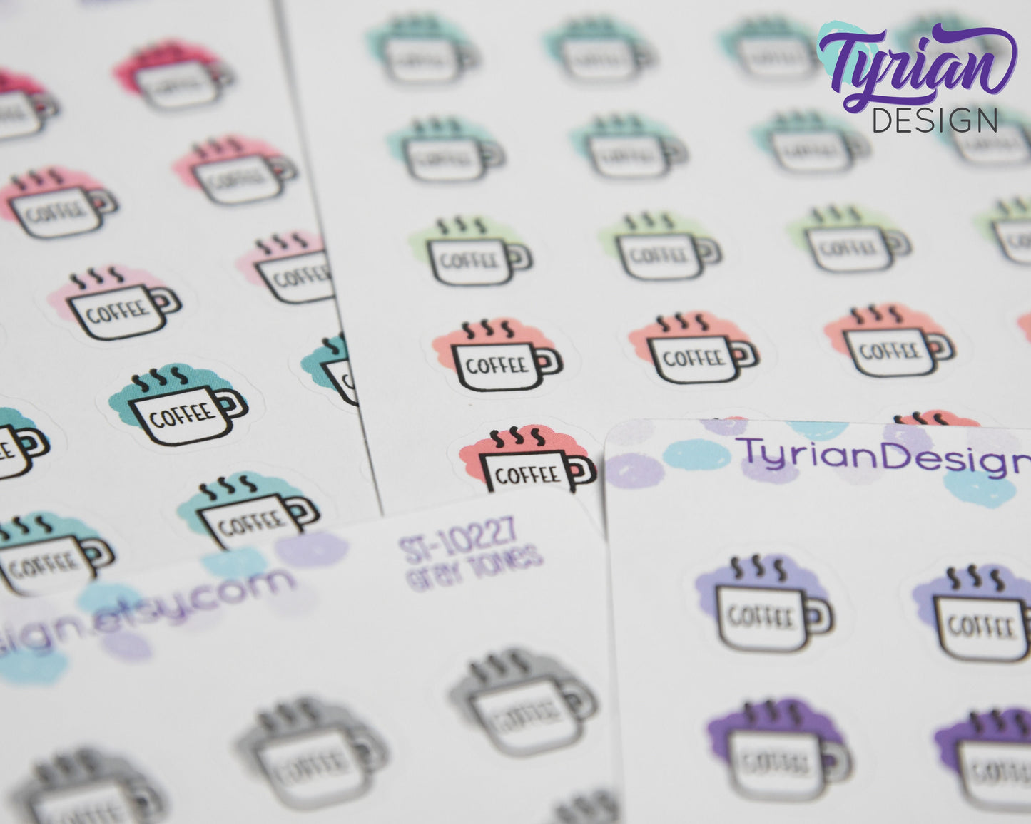 Coffee Icon Stickers |  20 Stickers | .6 x .6" each.