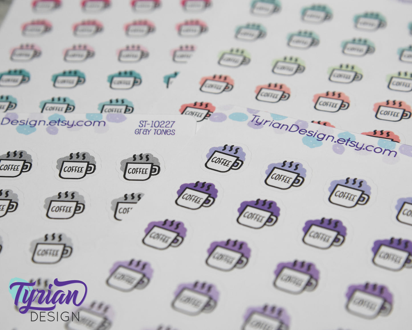 Coffee Icon Stickers |  20 Stickers | .6 x .6" each.