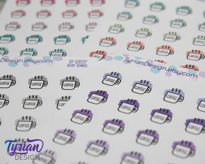 Coffee Icon Stickers |  20 Stickers | .6 x .6" each.