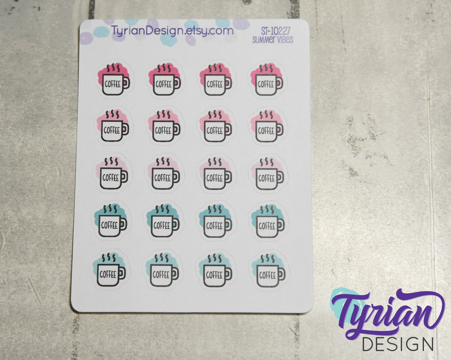 Coffee Icon Stickers |  20 Stickers | .6 x .6" each.