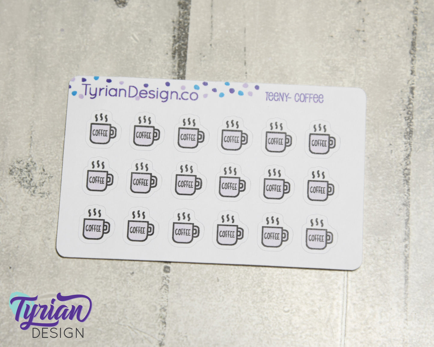 Coffee Icon Stickers |Tiny Coffee Mug on a mini sheet| Good morning Coffee | Icon Sticker | pocket planning | White or Clear Matte