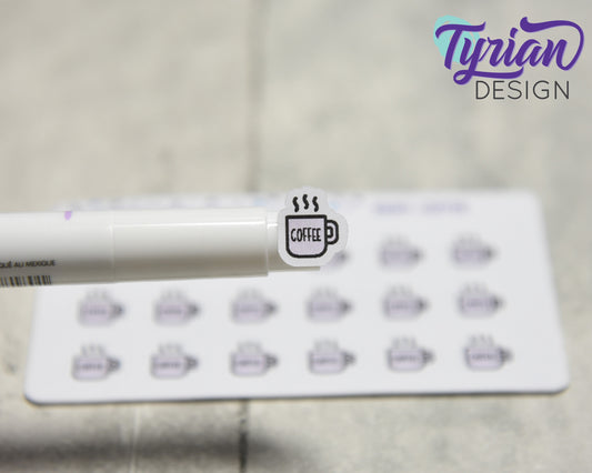 Coffee Icon Stickers |Tiny Coffee Mug on a mini sheet| Good morning Coffee | Icon Sticker | pocket planning | White or Clear Matte