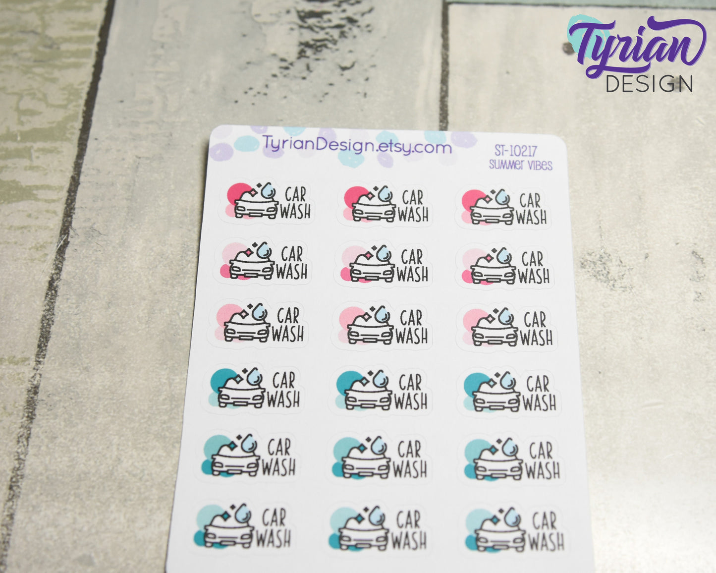 Car Wash Icon Stickers | 18 Stickers |  .9 x .5 | Icon Sticker