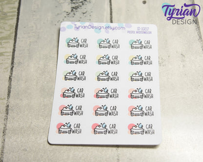 Car Wash Icon Stickers | 18 Stickers |  .9 x .5 | Icon Sticker