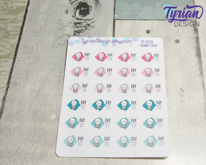 Electricity Icon Stickers | 24 Stickers | .75" x .5" Each