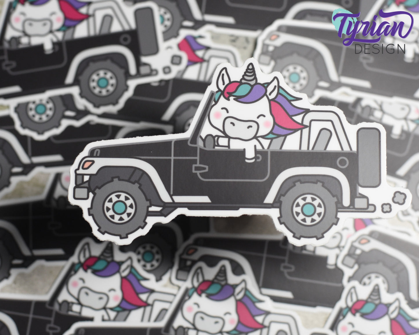 Unicorn in a  Black Vehicle Vinyl Sticker | 5" x 3" Each