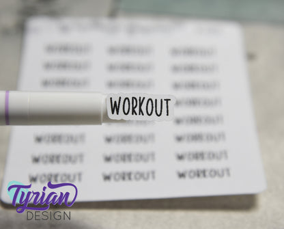 Workout Stickers | .83" x .35" each| 24 Stickers | Charley Font