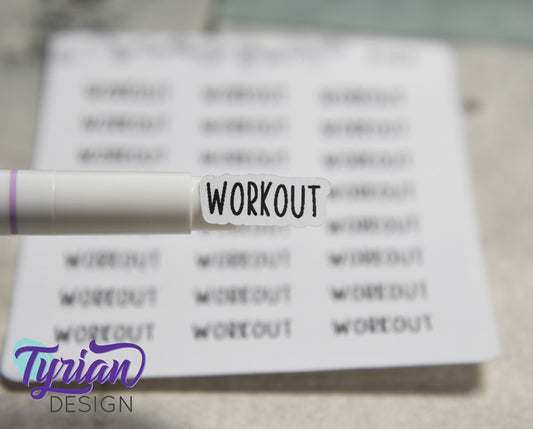 Workout Stickers | .83" x .35" each| 24 Stickers | Charley Font