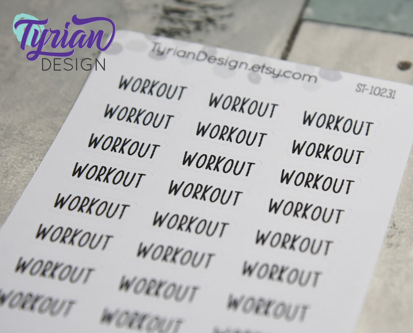 Workout Stickers | .83" x .35" each| 24 Stickers | Charley Font