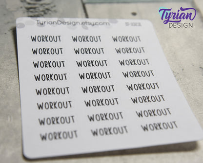 Workout Stickers | .83" x .35" each| 24 Stickers | Charley Font