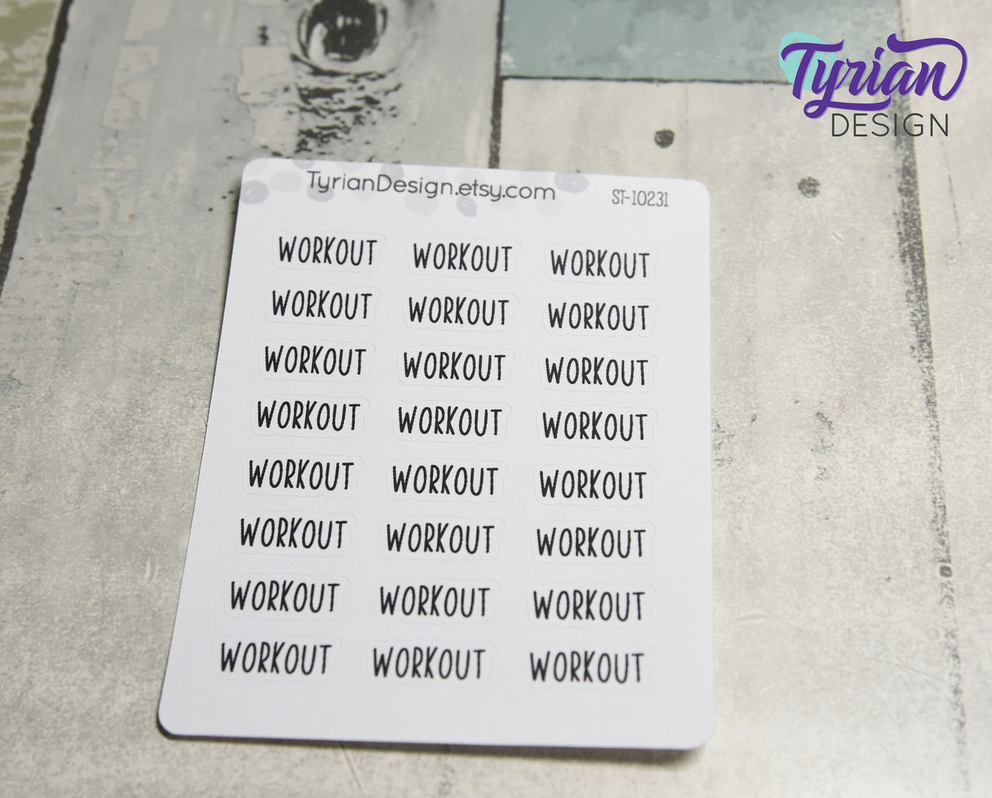 Workout Stickers | .83" x .35" each| 24 Stickers | Charley Font