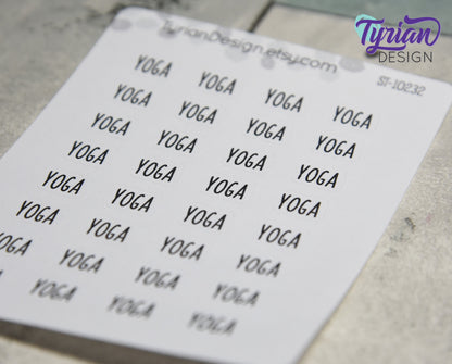 Yoga Stickers |  32 Stickers | .5" x .35" each | Charley Font