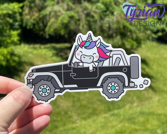 Unicorn in a  Black Vehicle Vinyl Sticker | 5" x 3" Each