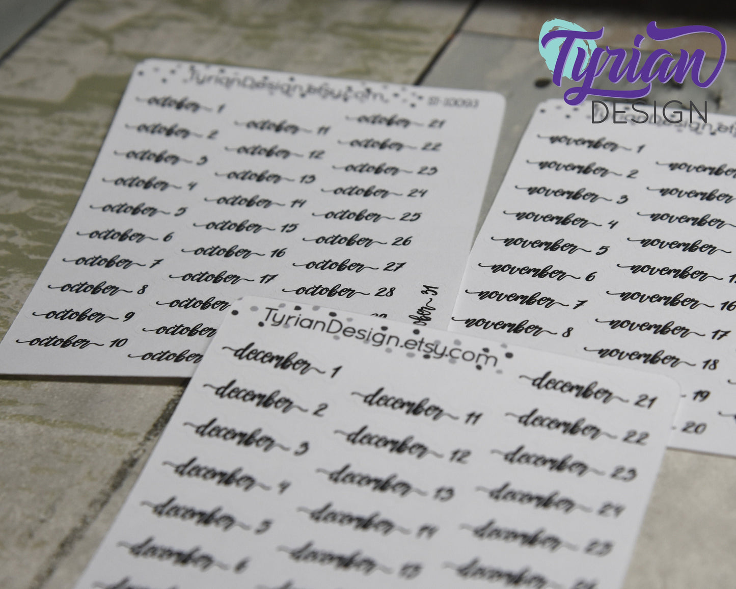 Monthly Days Stickers | Gigi Font | All Year Available