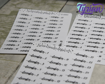 Monthly Days Stickers | Gigi Font | All Year Available