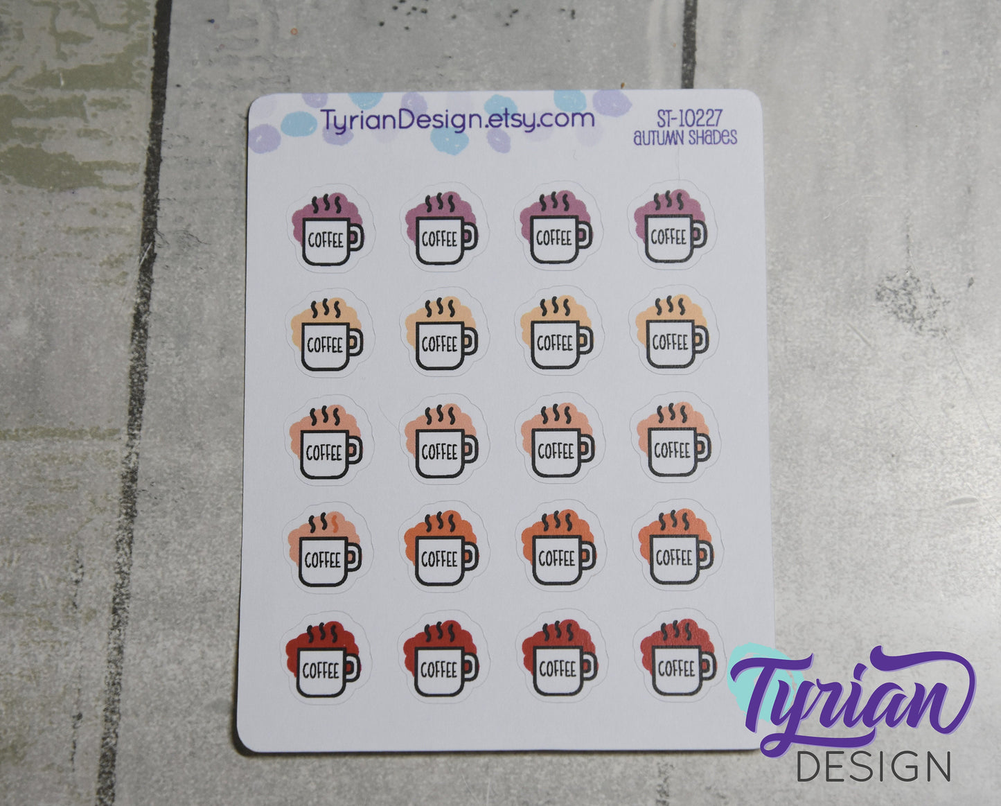 Coffee Icon Stickers |  20 Stickers | .6 x .6" each.