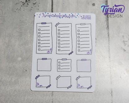 List Sticky Note Stickers | Different color options | Hand Drawn stickers | Layering Stickers | Over washi stickers | White Matte