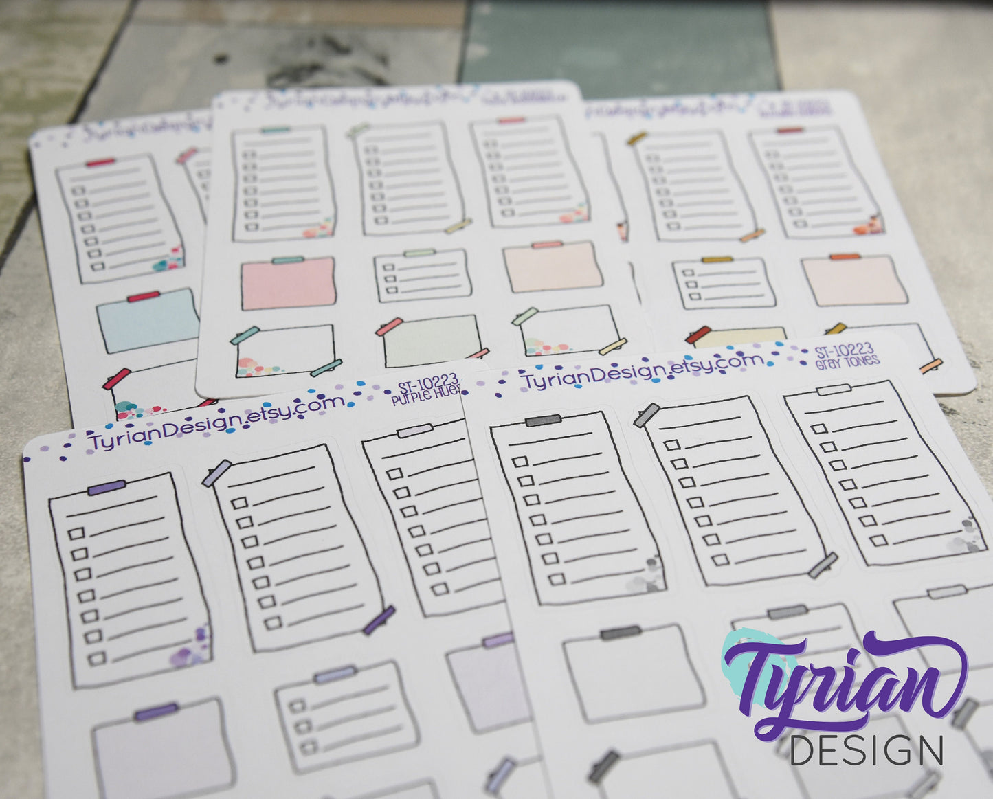 List Sticky Note Stickers | Different color options | Hand Drawn stickers | Layering Stickers | Over washi stickers | White Matte