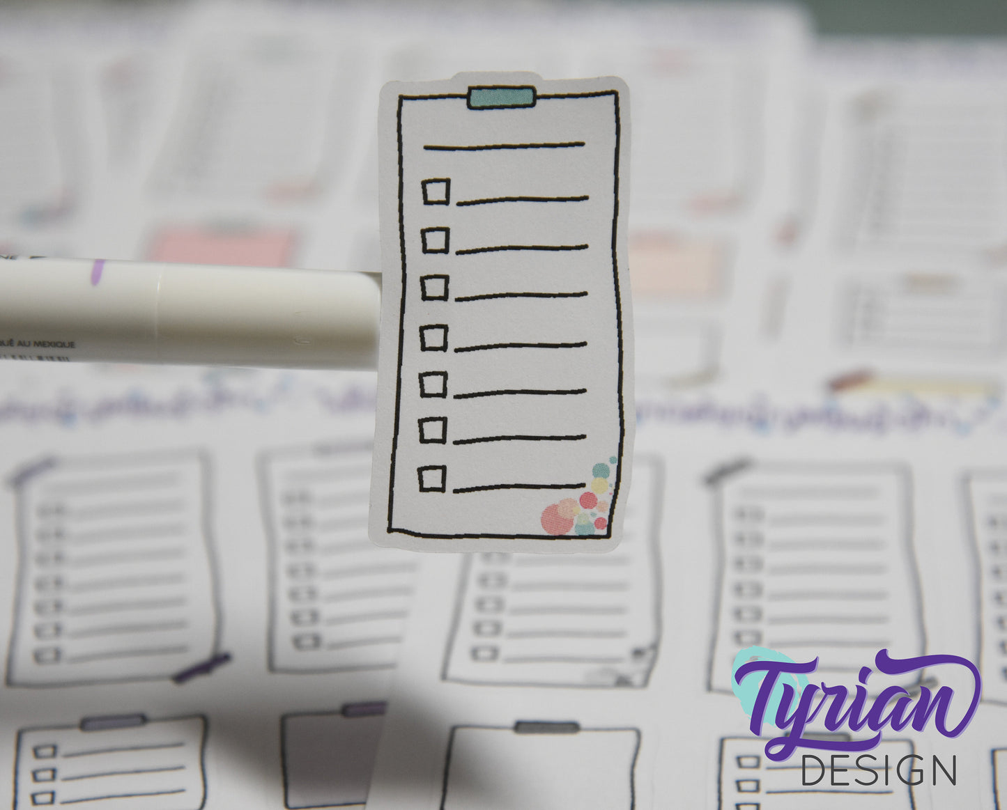 List Sticky Note Stickers | Different color options | Hand Drawn stickers | Layering Stickers | Over washi stickers | White Matte