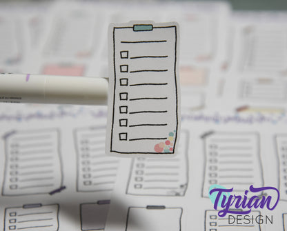 List Sticky Note Stickers | Different color options | Hand Drawn stickers | Layering Stickers | Over washi stickers | White Matte