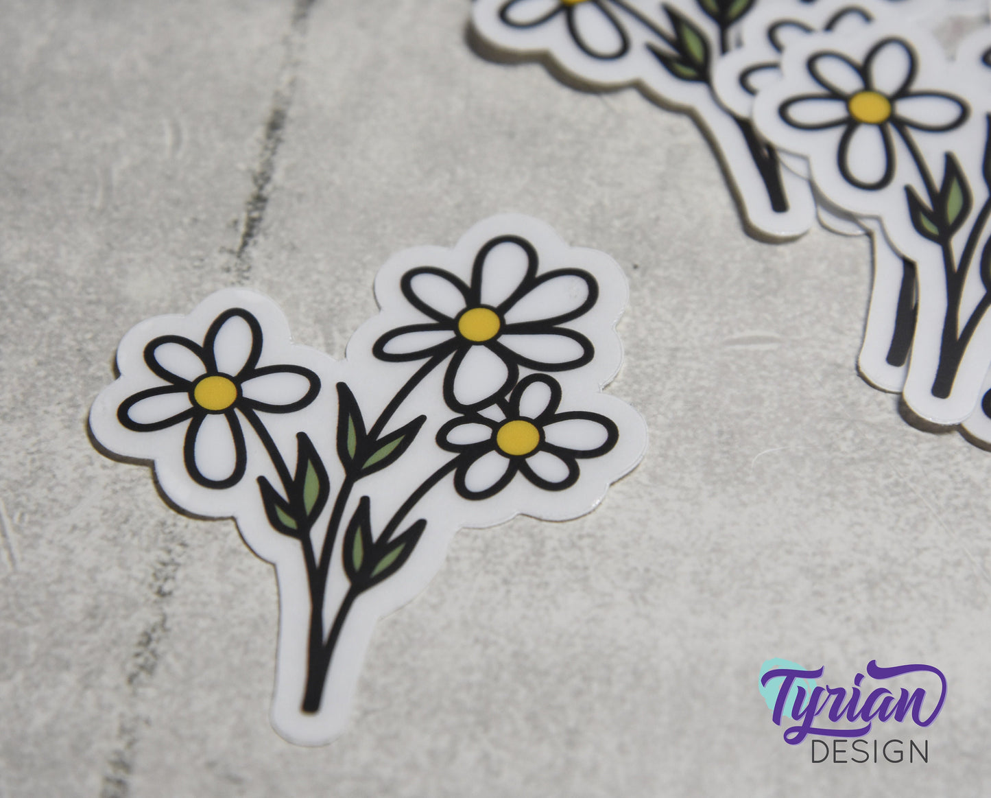 Wild Daisies Clear Vinyl Sticker | 2.25" x 2"