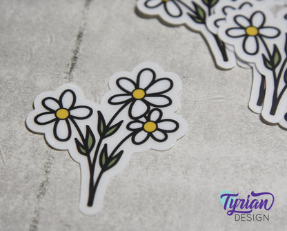 Wild Daisies Clear Vinyl Sticker | 2.25" x 2"