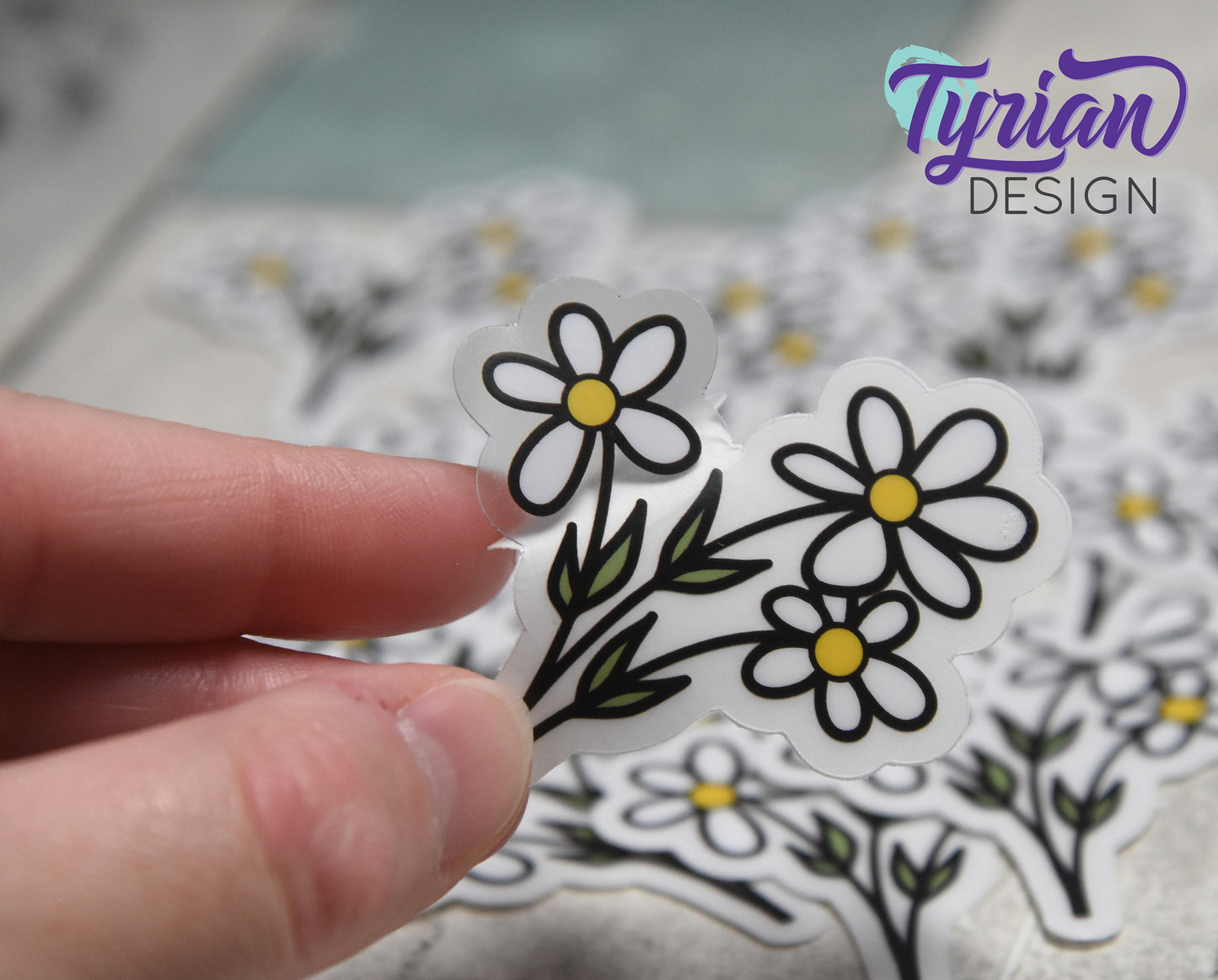 Wild Daisies Clear Vinyl Sticker | 2.25" x 2"
