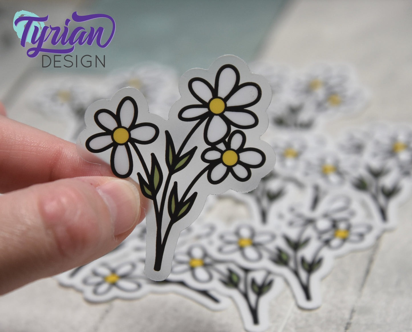Wild Daisies Clear Vinyl Sticker | 2.25" x 2"