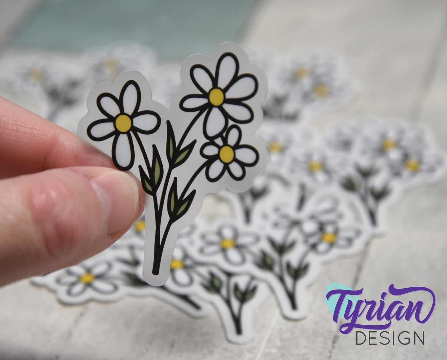 Wild Daisies Clear Vinyl Sticker | 2.25" x 2"