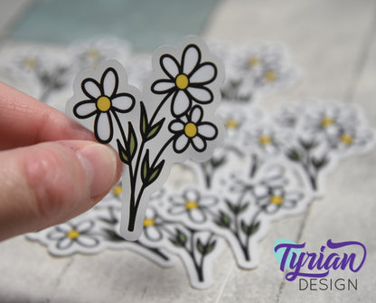 Wild Daisies Clear Vinyl Sticker | 2.25" x 2"