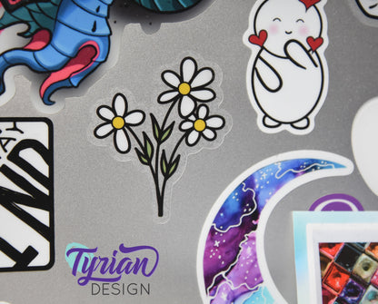 Wild Daisies Clear Vinyl Sticker | 2.25" x 2"
