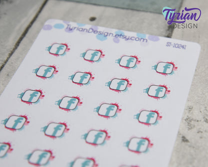 Social Media Icon Stickers | FB stickers | stickers Great for Planners, journals and calendars
