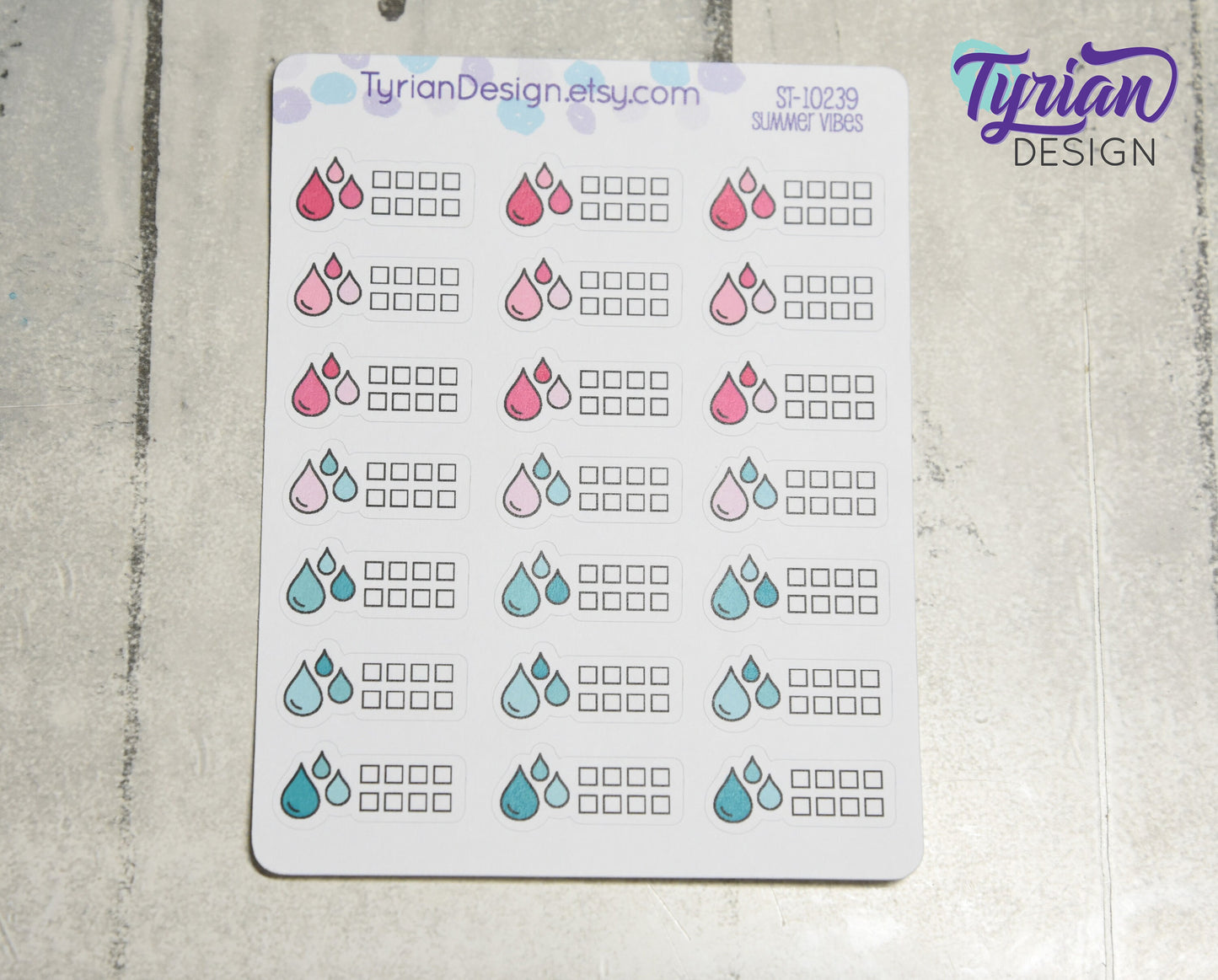 Water Tracking Icon Stickers | 21 Stickers | 1 x .5" each.