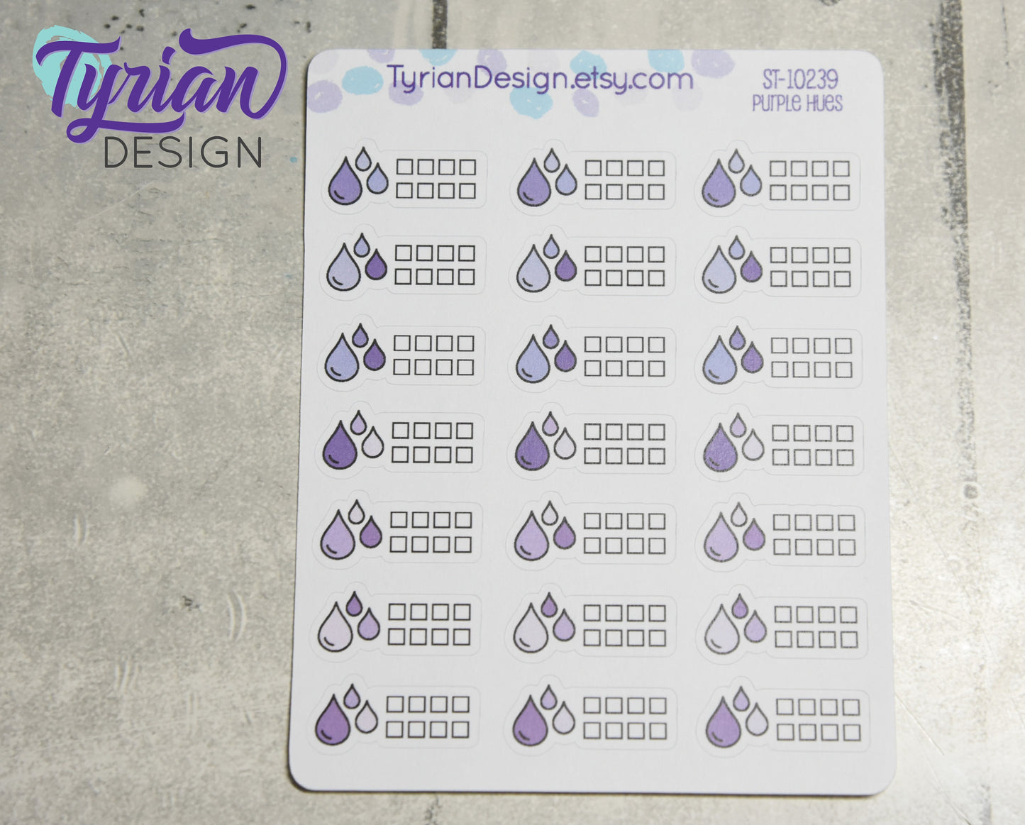 Water Tracking Icon Stickers | 21 Stickers | 1 x .5" each.
